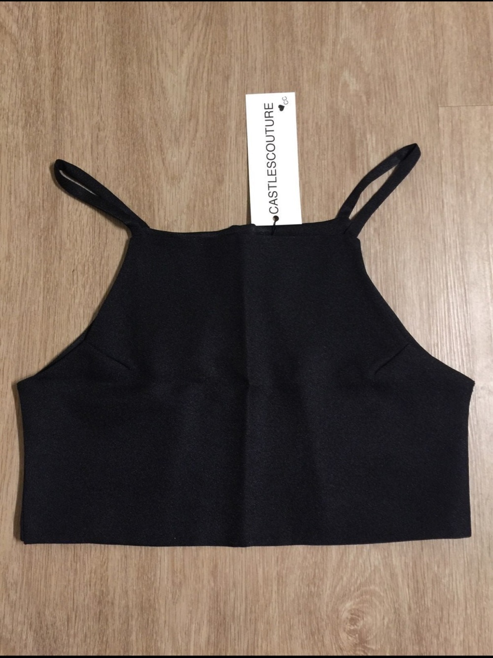 Castle Couture Black High-Neck Cropped Camisole